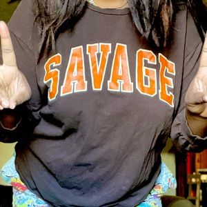 Brown long sleeve orange print t shirt 🤎